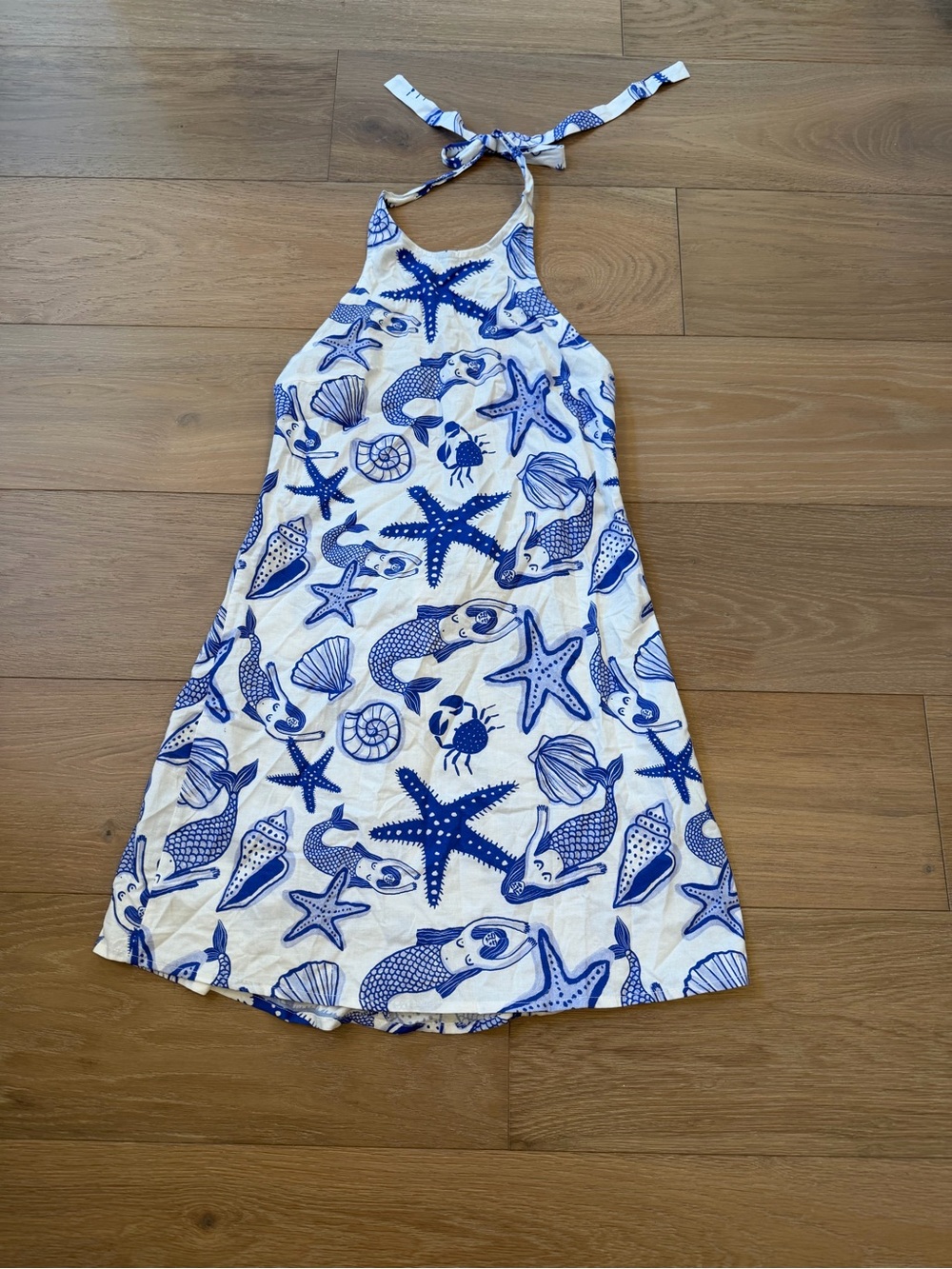 Women’s White & Blue Sea Halter Dress